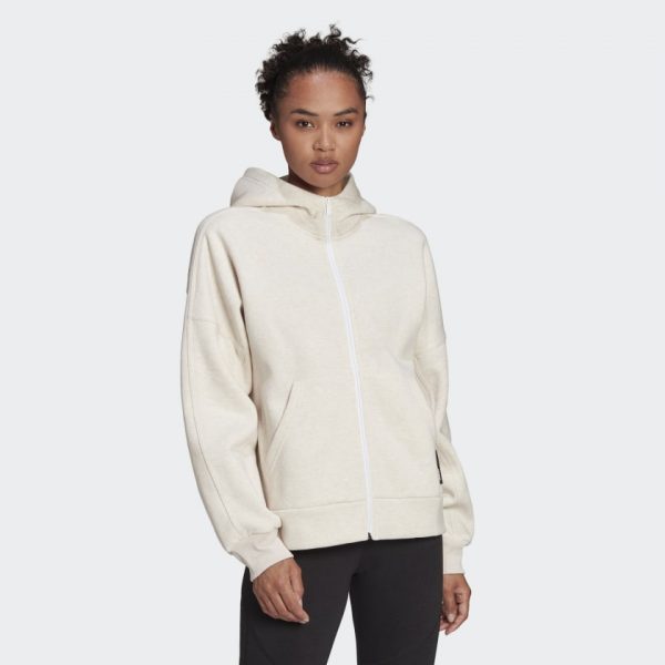 ADIDAS SPORTSWEAR STUDIO LOUNGE FLEECE HOODED FULL-ZIP HOODIE